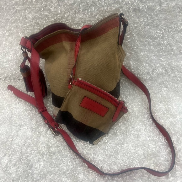 Burberry Exploded Check Ashby Bucket Bag - Picture 1 of 15